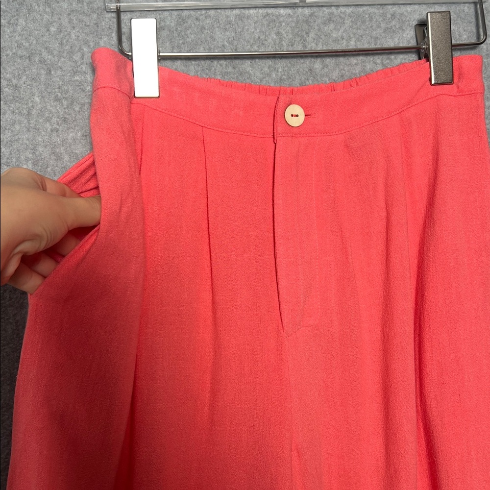 Sadie & Sage Pink Botanical Linen Pants Elastic waist NEW size S - Picture 6 of 7